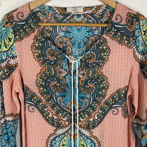 Entro Boho Tunic Dress Damask Bright Colorful size medium - Picture 3 of 9